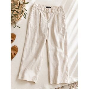 Liz Claiborne Kyle White Linen Wide Leg Pants Size‎ 12 Coastal Quiet Luxury